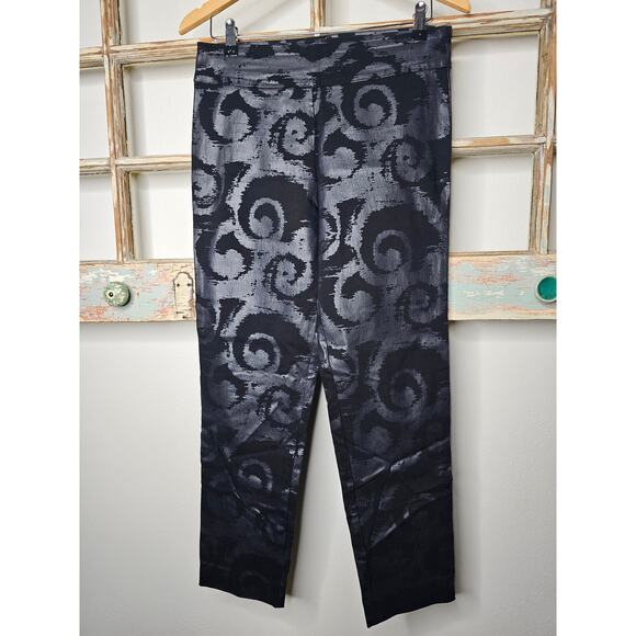 Krazy Larry Pull-on Ankle Pants Black Swirls Ladies size 10 - Picture 3 of 7